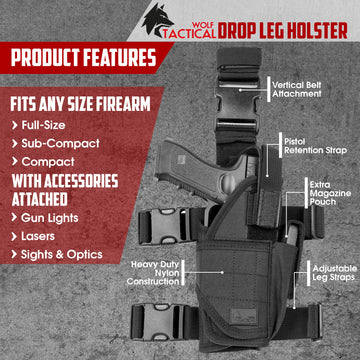 TACTICAL DROP LEG THIGH HOLSTER WITH MAGAZINE CARRIER- Choose Your Gun