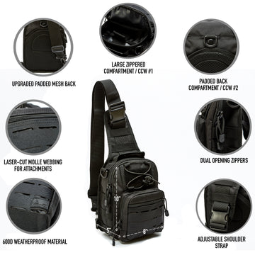  M-Tac Tactical Bag Shoulder Chest Pack with Sling for  Concealed Carry of Handgun (Black) : Sports & Outdoors
